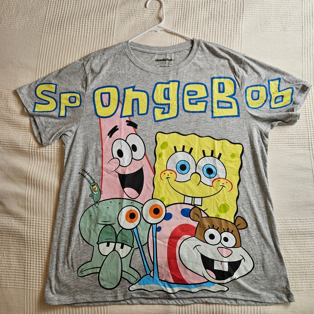 Nickelodeon Spongebob Squarepants Heather Gray Large Graphic T-Shirt XXL